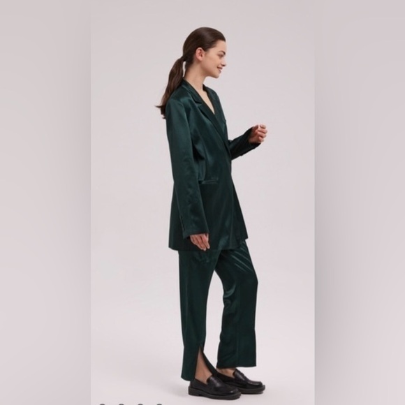 New Lattelier Tie-Waist Blazer & Trouser Set in Green - Picture 1 of 17